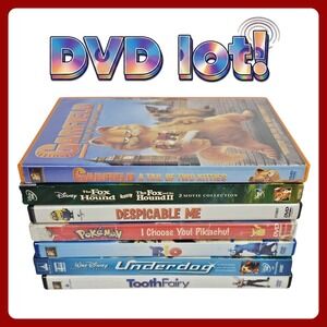 DVD Lot Kids Family Garfield Despicable Me Rio Pokemon Fox‎ Hound 7 Movie Bundle
